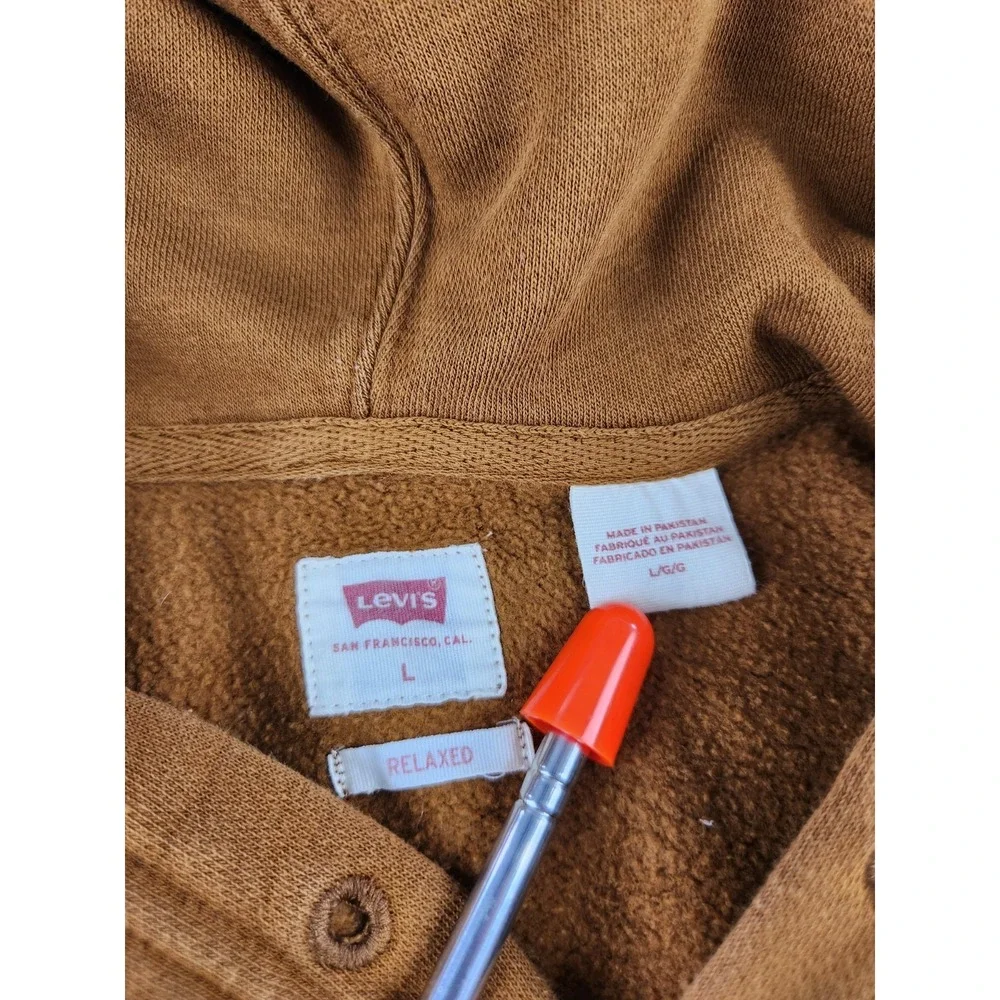 Levi's Graphic Logo Hoodie Relaxed Fit Dk Camel Color‎ Pullover Sweatshirt Large
